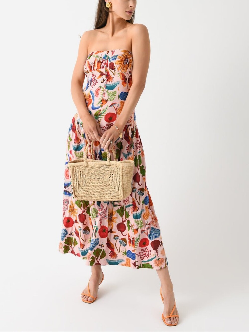 Farm Rio Bright Farm Strapless Linen DressFarm Rio - Picture 1 of 8